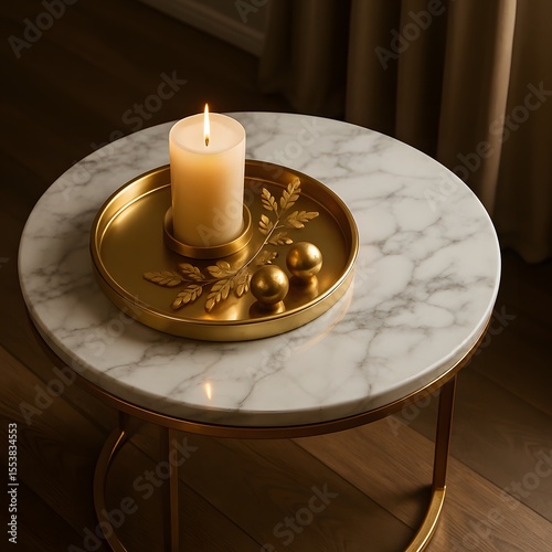 Marble Table with Gold Decor – Elegant Interior Scene