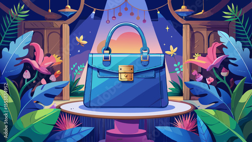 Beautiful 3D render of a stylish leather handbag with metal clasps, isolated on a pristine white background