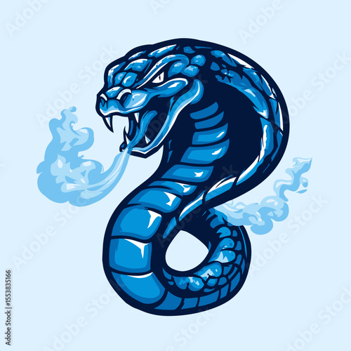 Powerful blue cobra esports logo showcasing fierce design with dynamic elements and vibrant colors for competitive gaming identity