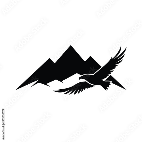 silhouetted line drawing of an eagle gliding over