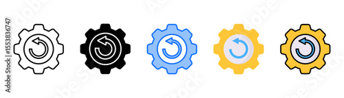 Reboot icon set with multiple style collection