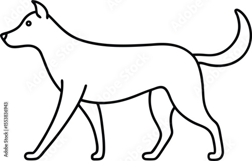 simple walking dog animation frame in line art b