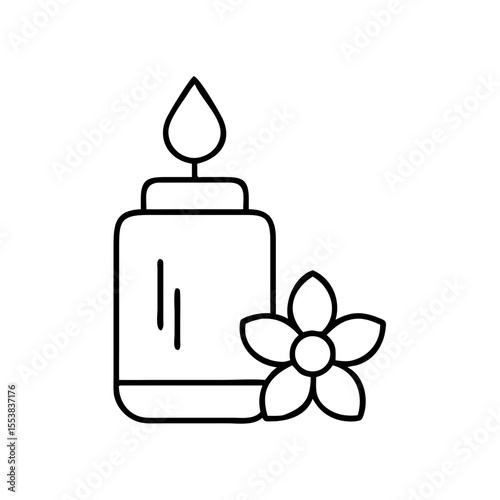 Spa candle with flower for relaxation and beauty treatments