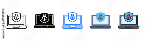 Malware icon set with multiple style collection