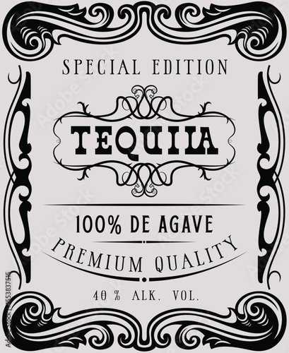 vector image of vintage tequila bottle label