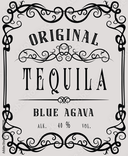 vector image of vintage tequila bottle label