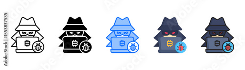 Cryptojacking Malware icon set with multiple style collection