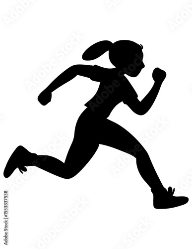 silhouette of a young woman running