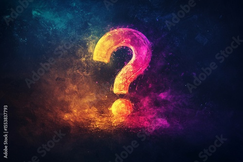 Mysterious question mark made of smoke, dark background, foggy abstract design, surreal curiosity concept, atmospheric mystery effect