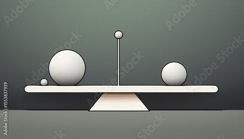 modern minimal design with balancing balls on scales for equivalent metaphor