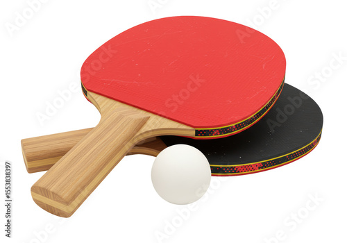 Fotografie Isolated Table Tennis Paddles with Ball