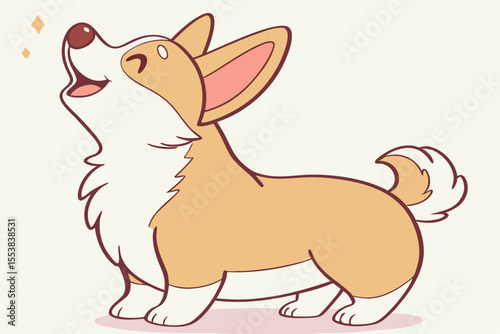 Adorable Corgi Cartoon Illustration Overheating in Summer Heat