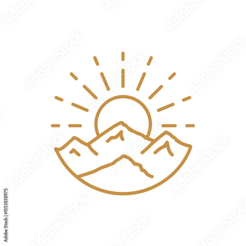 A minimal mountain logo in monoline style, ideal for branding and adventure content.