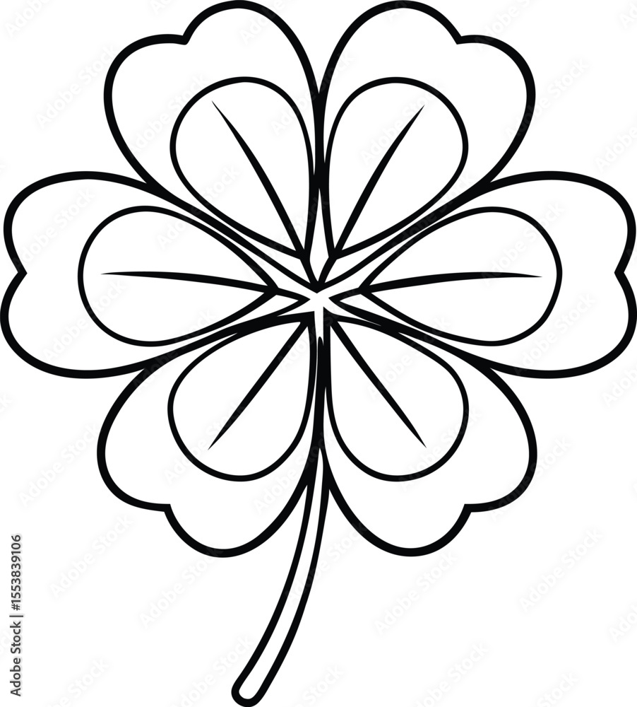A detailed illustration of a vibrant green clover flower with four distinct leaves arranged side by side isolated on white background isolated on transparent background A detailed illustration of a vibrant green clover flower with four distinct leaves arranged side by side isolated on white background isolated on transparent background