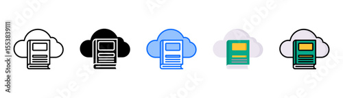 Cloud Library icon set with multiple style collection