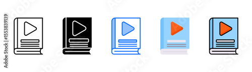 Audiobooks icon set with multiple style collection