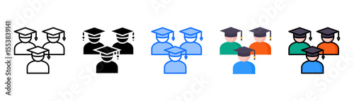 Student icon set with multiple style collection