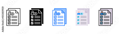 Report icon set with multiple style collection