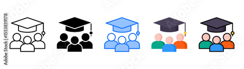 Social Learning icon set with multiple style collection