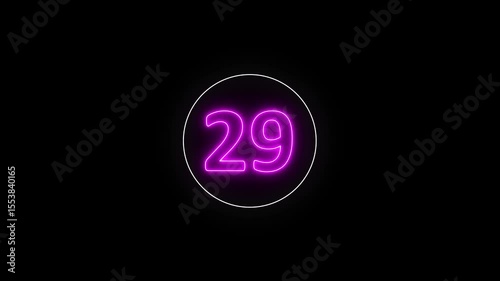 Real-Time Countdown Animation from 35 to 0 Seconds. White and pink  Circular Timer on Transparent Background, Ideal for Workout Videos, Mobile Apps, Sports Training, and Motion Design Projects