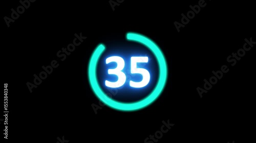 Classic Hollywood-Style Digital Countdown Animation from 40 to 0 Seconds . Looping Film Leader with Transparent Background and Alpha Channel for Cinematic Intros and Motion Graphics