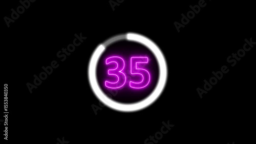 Classic Hollywood-Style Digital Countdown Animation from 40 to 0 Seconds . Looping Film Leader with Transparent Background and Alpha Channel for Cinematic Intros and Motion Graphics