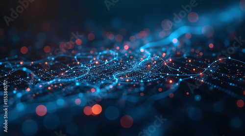flowing data lines blocked by firewall grid, abstract visualization of cybersecurity system, digital art