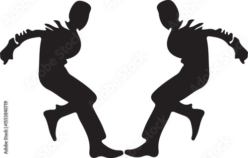 Silhouette of a man and girl in dynamic athletic poses vector illustration