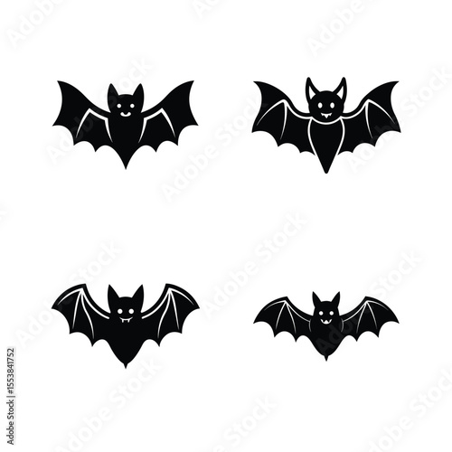 Flat vampire bat vector silhouette bundle