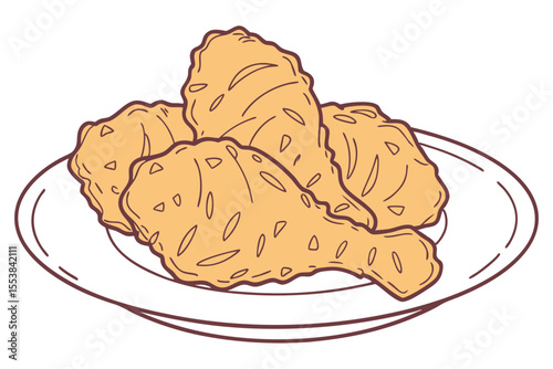 Delicious Fried Chicken on White Background