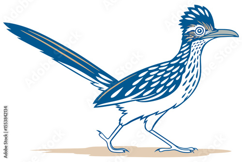 Roadrunner Silhouette Illustration on White Background