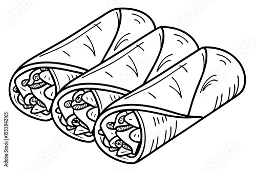 Burrito Wrap Food Illustration on Clean White Background