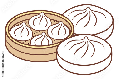 Dumplings on White Background Illustration