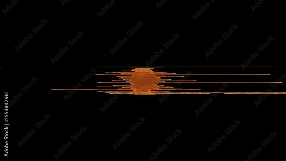 Cinematic Digital Sun Flare – Orange Tech Glitch Lines for Text Background