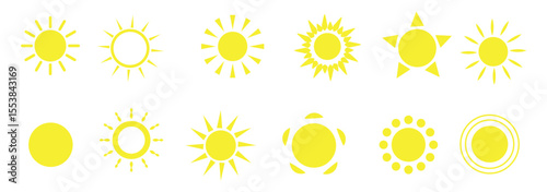 Sun icon set, Sun symbol vector. Sun
