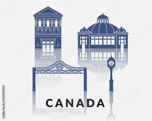 Stylized Architectural Landmarks Representing the Great Nation of Canada and Its Heritage