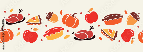 Thanksgiving Feast Icons featuring vibrant Autumn Colors alongside a variety of Seasonal Produce