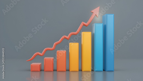 A rising bar graph with an upward trending arrow showing growth and positive financial performance Free Download A rising bar graph with an upward trending arrow showing growth and positive financial performance - GFXLoad