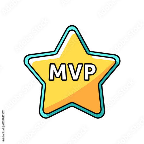Star-shaped MVP charm in bright yellow and blue design for keychains  