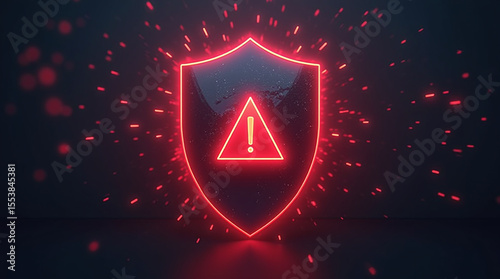 glowing shield resisting digital attack, red warning symbols bouncing off, cyber threat protection visualization