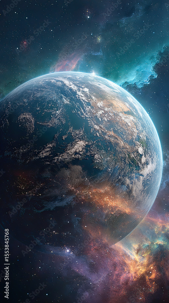 Obraz premium Exploring Earth and Beyond: A Photorealistic Journey through the Cosmos, Galaxy, and Universe