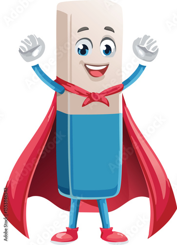 Heroic Eraser Wearing a Flowing Superhero Cape