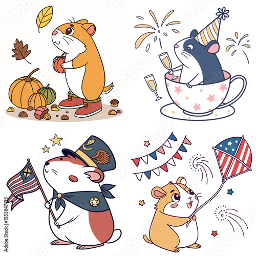 High-Quality Hamsters Illustrations in Various Styles – SVG Bundle
