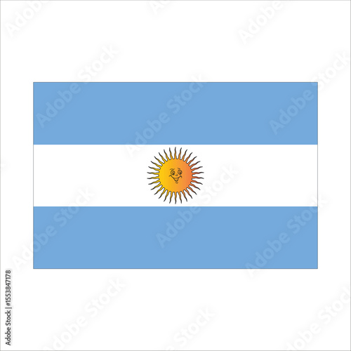 National flag of argentina featuring the sun of may, a symbol of the country's independence