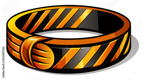 Beautiful 3D Bold black and orange bracelet with yellow stripe, a stylish accessory for everyday wear special occasions white background