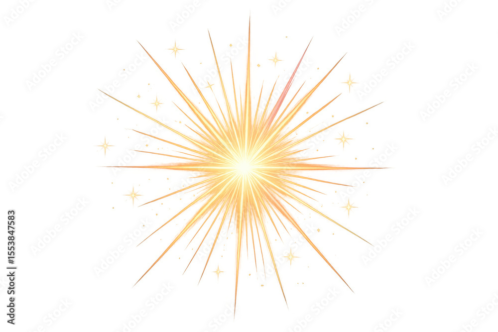 Obraz premium Golden glowing light effect with transparency and star burst sparkles, perfect for illustrations and graphic design projects