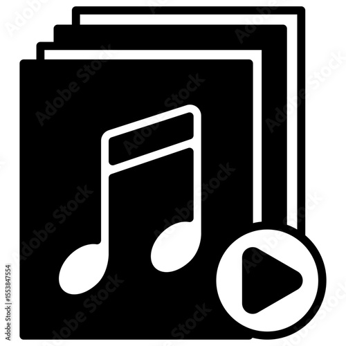 Audio File dual tone mini illustration glyph icon, use for journalist, broadcasting, news and media UI, UX kit, app and web development, digital or print.