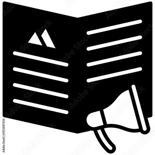 Article dual tone mini illustration glyph icon, use for journalist, broadcasting, news and media UI, UX kit, app and web development, digital or print.