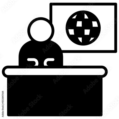 Anchor dual tone mini illustration glyph icon, use for journalist, broadcasting, news and media UI, UX kit, app and web development, digital or print.