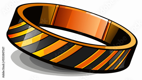 Beautiful 3D Bold black and orange bracelet with yellow stripe, a stylish accessory for everyday wear special occasions white background